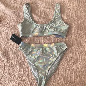 Fashion Nova Bikini Swimsuit - Latex Grey